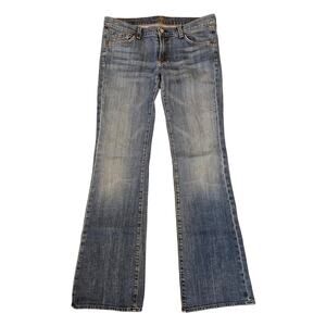 7 For All Mankind Size 31 Flare Jeans Medium Wash Y2K Stretch Denim